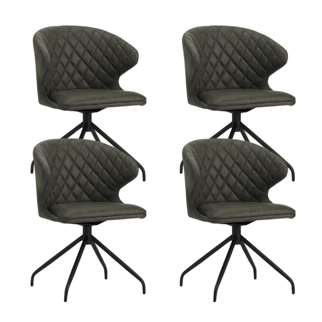 Eetkamerstoelen - Set van 4 Draaibare Eetkamerstoelen Eloi Antraciet - Dimehouse
