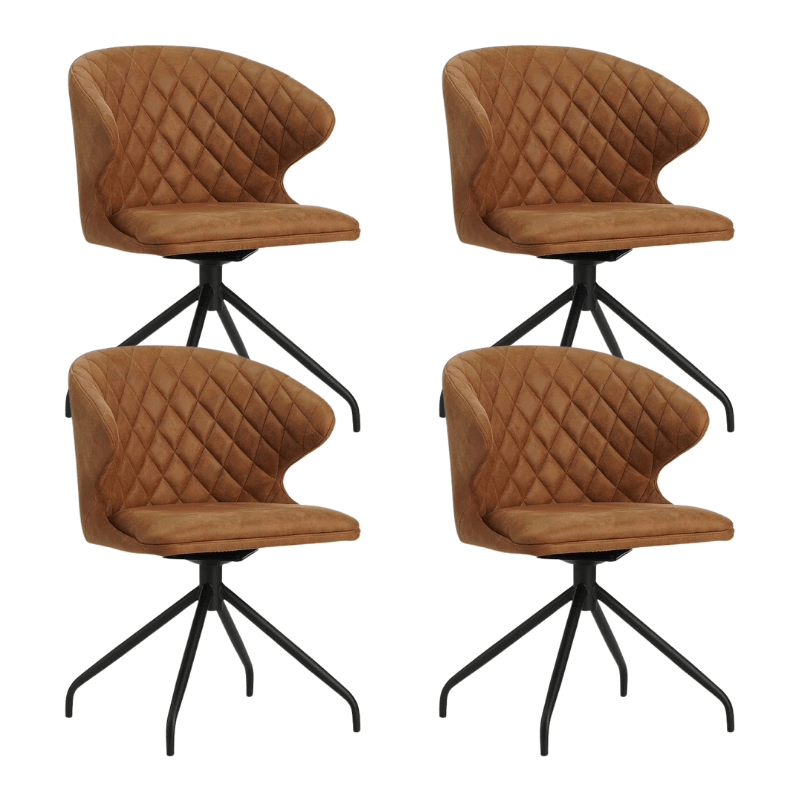 Eetkamerstoelen - Set van 4 Draaibare Eetkamerstoelen Eloi Cognac - Dimehouse