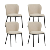 Eetkamerstoelen - Set van 4 Eetkamerstoelen Tess Beige Bouclé Stof - Zonder Armleuningen - Dimehouse