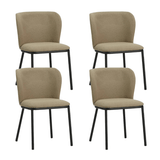 Eetkamerstoelen - Set van 4 Eetkamerstoelen Tess Taupe Bouclé Stof - Zonder Armleuningen - Dimehouse