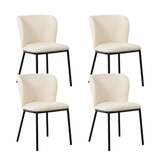 Eetkamerstoelen - Set van 4 Eetkamerstoelen Tess Wit Bouclé Stof - Zonder Armleuningen - Dimehouse
