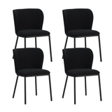 Eetkamerstoelen - Set van 4 Eetkamerstoelen Tess Zwart Bouclé Stof - Zonder Armleuningen - Dimehouse