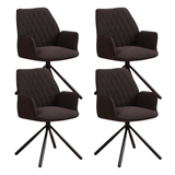 Eetkamerstoelen - Set van 4 Draaibare Eetkamerstoelen Novan Bruin Bouclé – 180° Draaibaar - Dimehouse