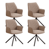 Eetkamerstoelen - Set van 4 Draaibare Eetkamerstoelen Novan Taupe Bouclé – 180° Draaibaar - Dimehouse