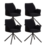 Eetkamerstoelen - Set van 4 Draaibare Eetkamerstoelen Novan Zwart Bouclé – 180° Draaibaar - Dimehouse