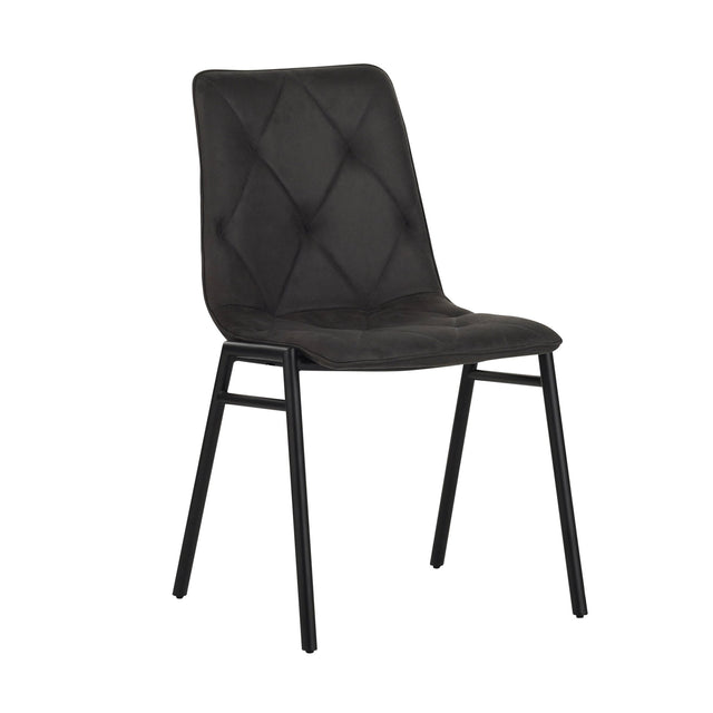Eetkamerstoelen - Eetkamerstoel Noan Microvezel Antraciet - Zonder Armleuningen - Dimehouse