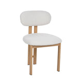 Eetkamerstoelen - Japandi Eetkamerstoel Miyo Bouclé Beige - Eikenlook Frame - Dimehouse
