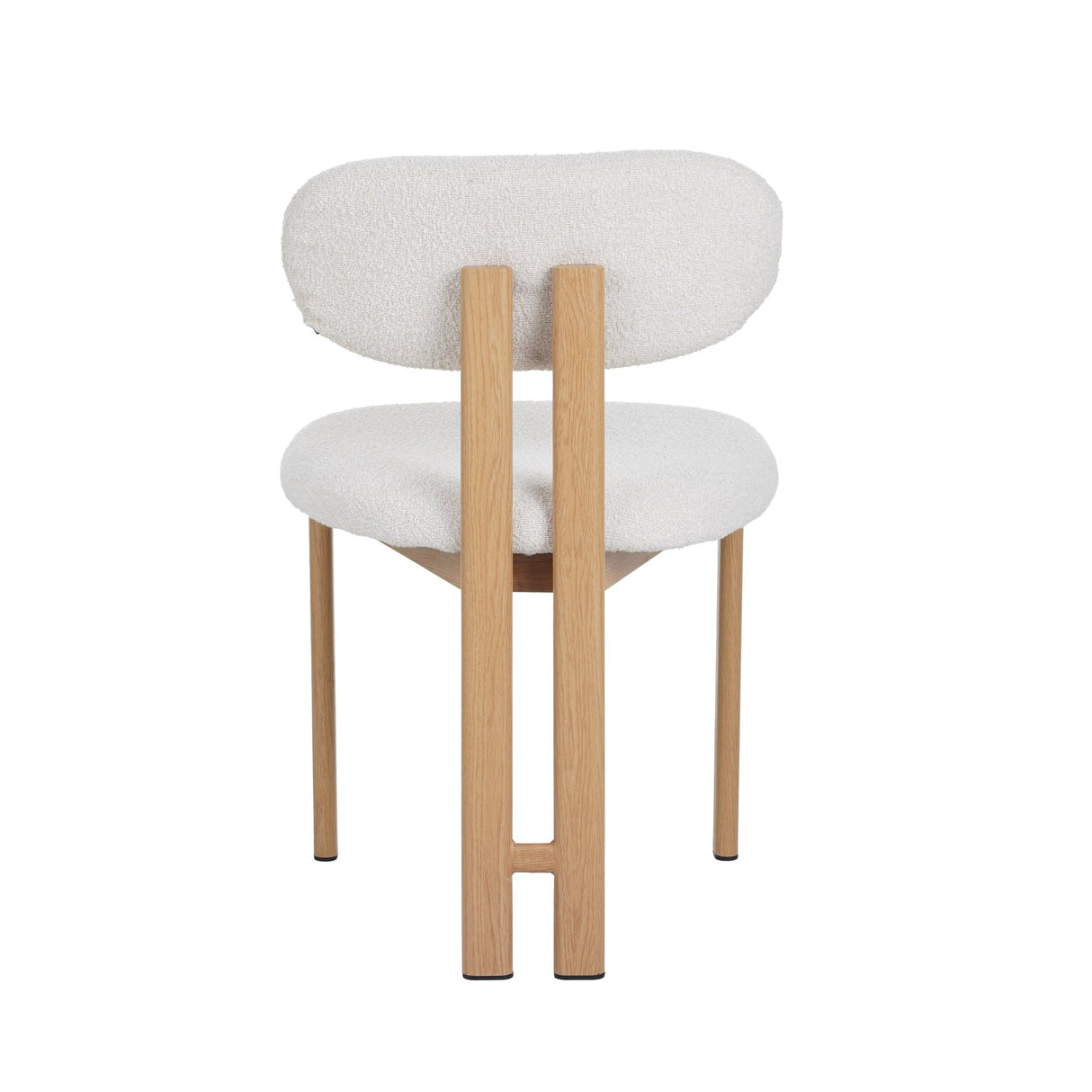 Eetkamerstoelen - Japandi Eetkamerstoel Miyo Bouclé Beige - Eikenlook Frame - Dimehouse