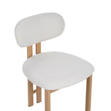 Eetkamerstoelen - Japandi Eetkamerstoel Miyo Bouclé Beige - Eikenlook Frame - Dimehouse