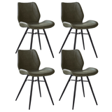 Eetkamerstoelen - Set van 4 Eetkamerstoelen Beau Industrieel Groen Kunstleer - Zonder Armleuningen - Dimehouse