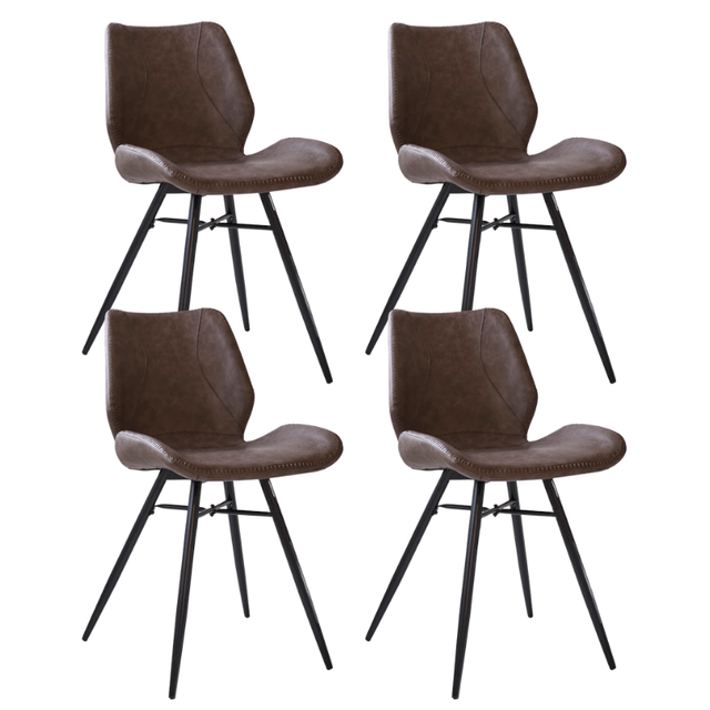 Eetkamerstoelen - Set van 4 Eetkamerstoelen Beau Industrieel Taupe Kunstleer - Zonder Armleuningen - Dimehouse