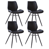 Eetkamerstoelen - Set van 4 Eetkamerstoelen Beau Industrieel Zwart Kunstleer - Zonder Armleuningen - Dimehouse