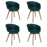 Eetkamerstoelen - Set van 4 Eetkamerstoelen Herning Scandinavisch Groen – Kunststof en Beukenhout - Dimehouse