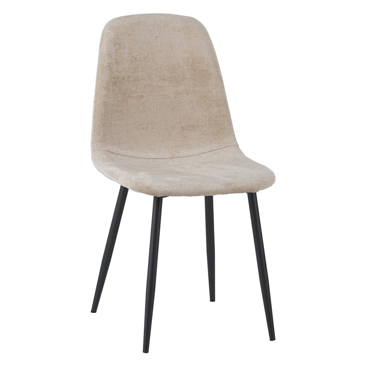 Eetkamerstoelen - Set van 4 Scandinavische Eetkamerstoelen Beige Chenille Stof Swift - Zonder Armleuningen - Dimehouse
