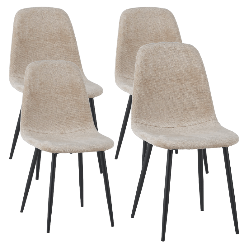 Eetkamerstoelen - Set van 4 Scandinavische Eetkamerstoelen Beige Chenille Stof Swift - Zonder Armleuningen - Dimehouse