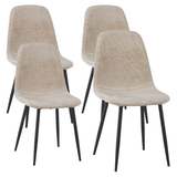 Eetkamerstoelen - Set van 4 Scandinavische Eetkamerstoelen Beige Chenille Stof Swift - Zonder Armleuningen - Dimehouse