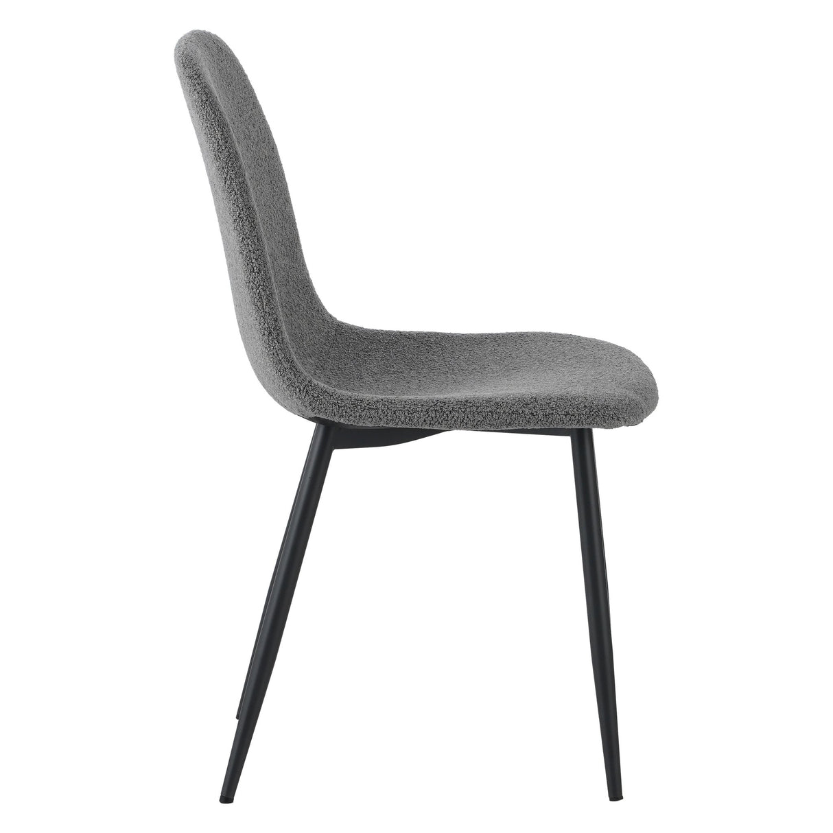 Eetkamerstoelen - Set van 4 Scandinavische Eetkamerstoelen Grijs Bouclé Stof Swift - Zonder Armleuningen - Dimehouse
