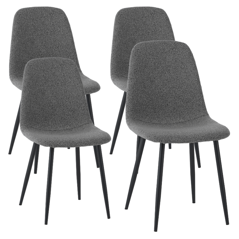 Eetkamerstoelen - Set van 4 Scandinavische Eetkamerstoelen Grijs Bouclé Stof Swift - Zonder Armleuningen - Dimehouse