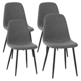 Eetkamerstoelen - Set van 4 Scandinavische Eetkamerstoelen Grijs Bouclé Stof Swift - Zonder Armleuningen - Dimehouse