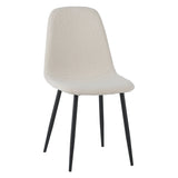 Eetkamerstoelen - Set van 4 Scandinavische Eetkamerstoelen Crème Bouclé Stof Swift - Zonder Armleuningen - Dimehouse