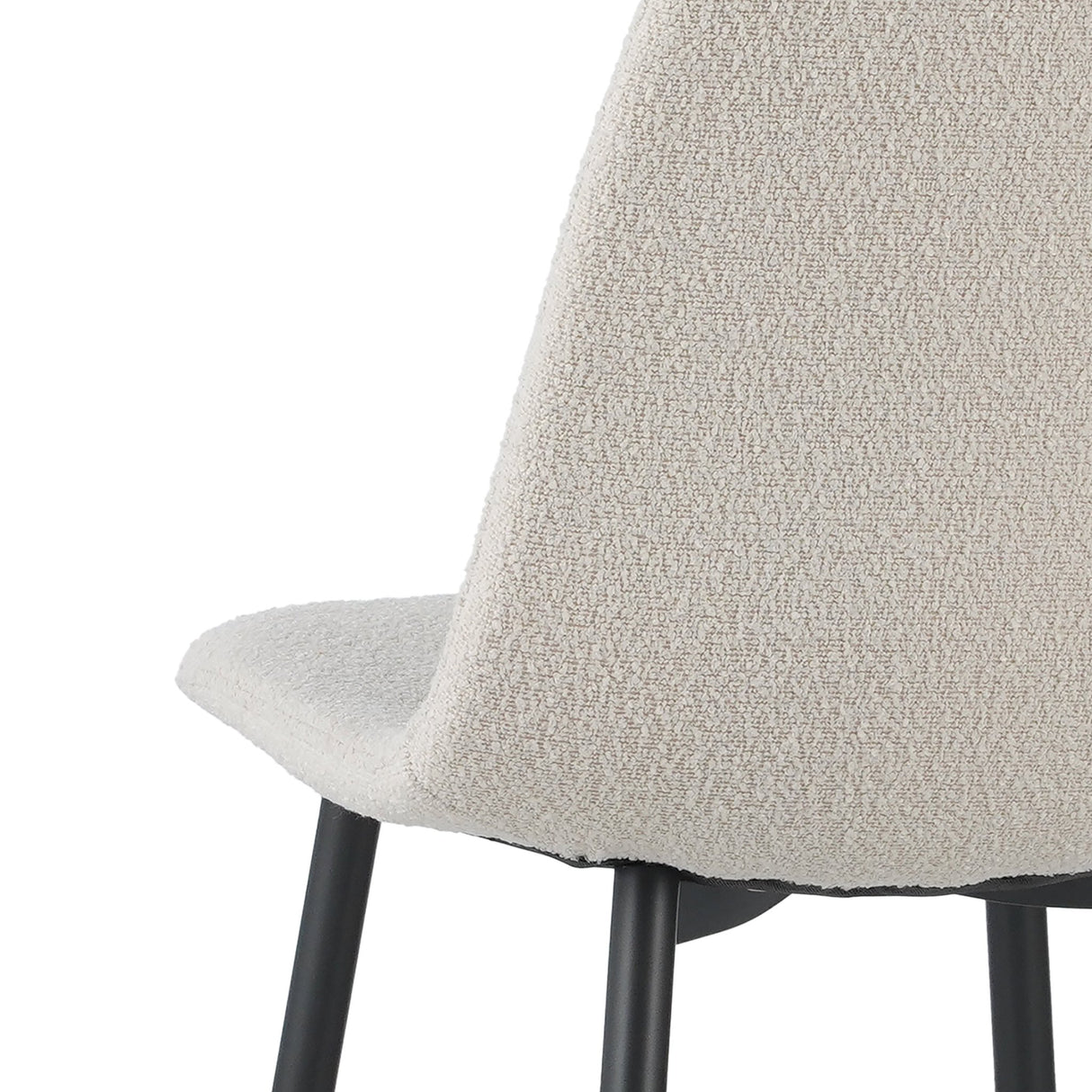 Eetkamerstoelen - Set van 4 Scandinavische Eetkamerstoelen Crème Bouclé Stof Swift - Zonder Armleuningen - Dimehouse