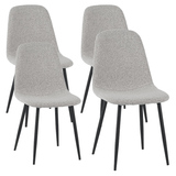 Eetkamerstoelen - Set van 4 Scandinavische Eetkamerstoelen Naturel Melange Bouclé Stof Swift - Zonder Armleuningen - Dimehouse