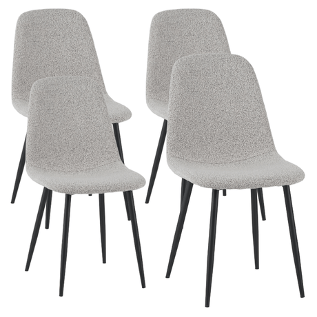 Eetkamerstoelen - Set van 4 Scandinavische Eetkamerstoelen Naturel Melange Bouclé Stof Swift - Zonder Armleuningen - Dimehouse