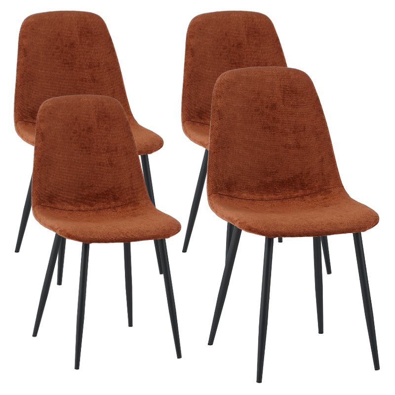 Eetkamerstoelen - Set van 4 Scandinavische Eetkamerstoelen Terra Chenille Stof Swift - Zonder Armleuningen - Dimehouse