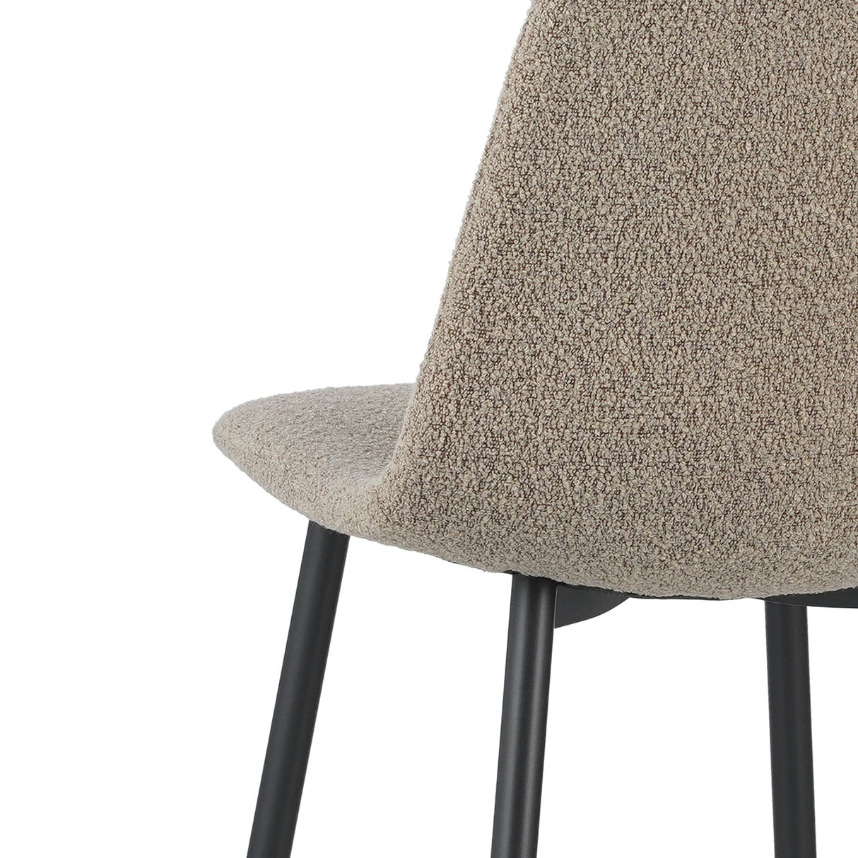 Eetkamerstoelen - Set van 4 Scandinavische Eetkamerstoelen Latte Bouclé Stof Swift - Zonder Armleuningen - Dimehouse