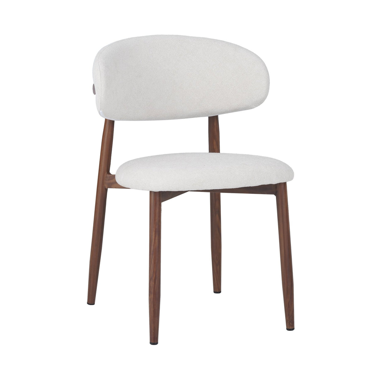 Eetkamerstoelen - Eetkamerstoel Bouclé en Walnoot - Japandi - Nalo - Dimehouse