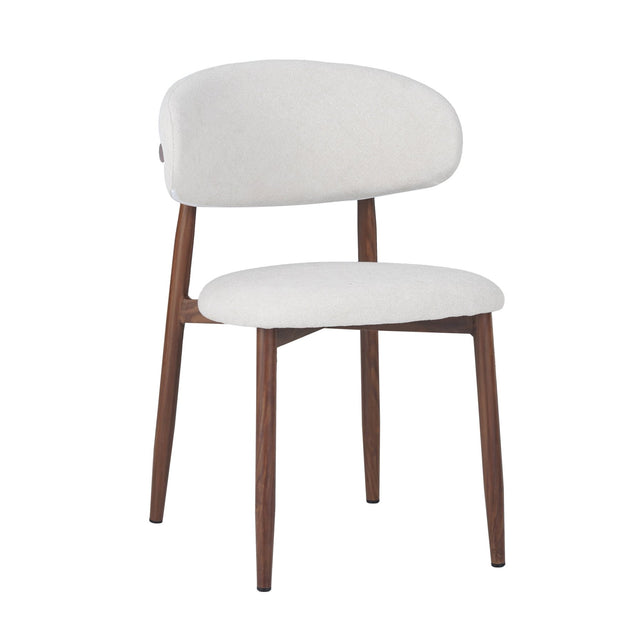Eetkamerstoelen - Eetkamerstoel Bouclé en Walnoot - Japandi - Nalo - Dimehouse