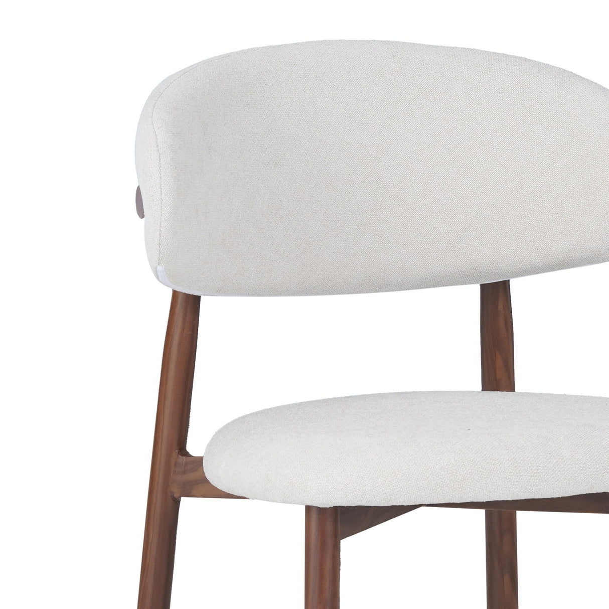 Eetkamerstoelen - Eetkamerstoel Bouclé en Walnoot - Japandi - Nalo - Dimehouse