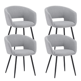 Eetkamerstoelen - Set van 4 Scandinavische Eetkamerstoelen Don Lichtgrijs Stof Kuipvorm - Met Armleuningen - Dimehouse