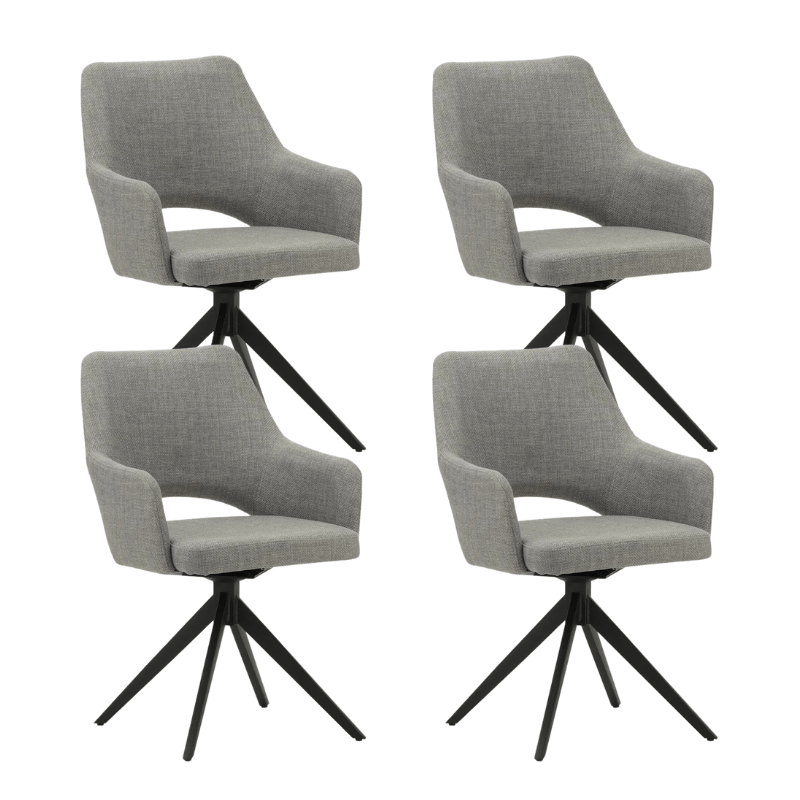 Eetkamerstoelen - Set van 4 Draaibare Eetkamerstoelen Sid Grijs Stof - Met Armleuningen - Dimehouse