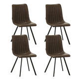 Eetkamerstoelen - Set van 4 Eetkamerstoelen Jimmy PU - kunstleer taupe - Dimehouse