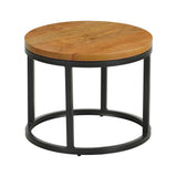 Set van 2 ronde salontafels naturel mangohout - industrieel - Rosy