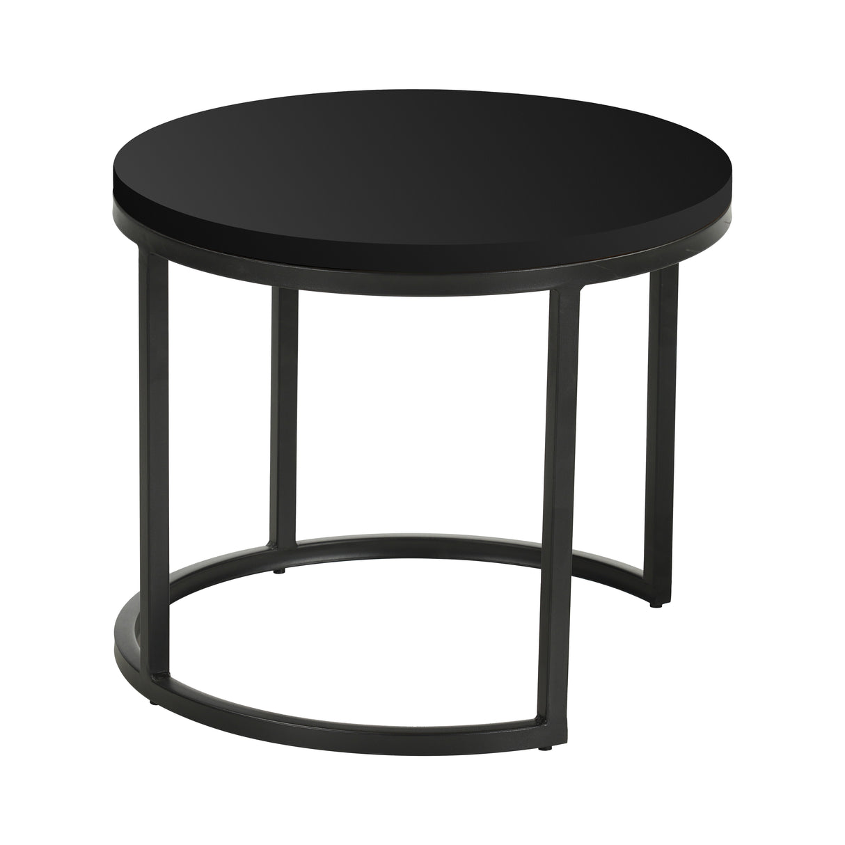 Set van 2 ronde salontafels zwart mangohout - industrieel - Rosy