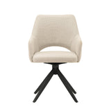 Eetkamerstoelen - Moderne Draaibare Eetkamerstoel Beige Stof Sid - Met Armleuningen - Dimehouse