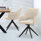 Eetkamerstoelen - Moderne Draaibare Eetkamerstoel Beige Stof Sid - Met Armleuningen - Dimehouse