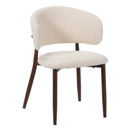 Eetkamerstoelen - Japandi Eetkamerstoel Yuka Beige - Walnootlook Frame - Dimehouse
