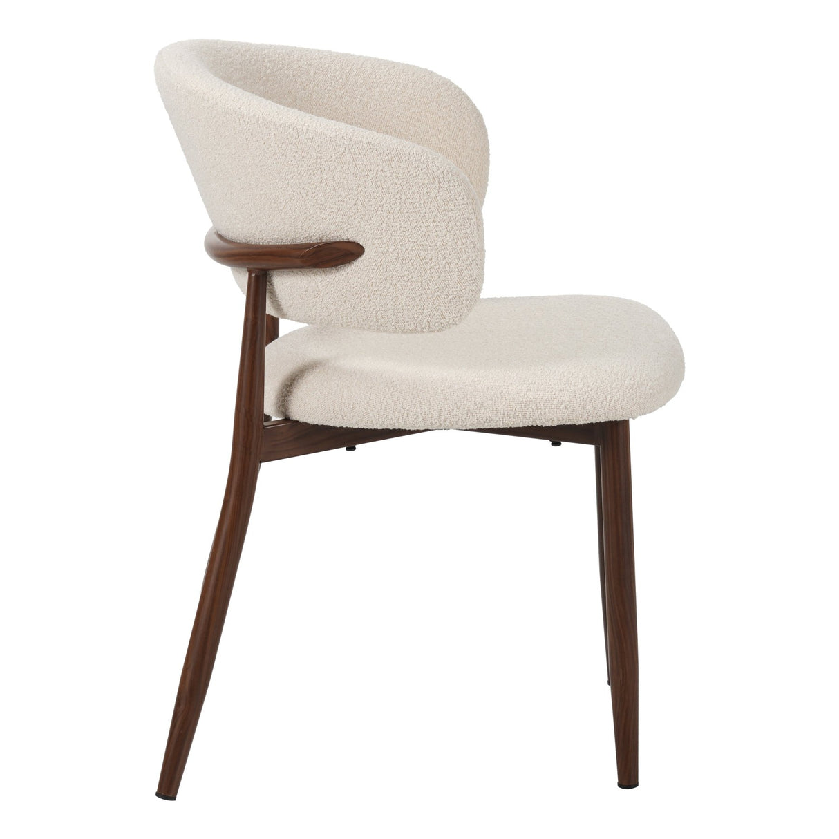 Eetkamerstoelen - Japandi Eetkamerstoel Yuka Beige - Walnootlook Frame - Dimehouse