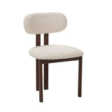 Eetkamerstoelen - Japandi Eetkamerstoel Miyo Bouclé Beige - Walnootlook Frame - Dimehouse