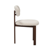 Eetkamerstoelen - Japandi Eetkamerstoel Miyo Bouclé Beige - Walnootlook Frame - Dimehouse