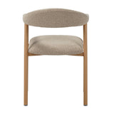 Eetkamerstoelen - Japandi Eetkamerstoel Zandkleur Bouclé Suki - Eikenlook Frame - Met Armleuning - Dimehouse