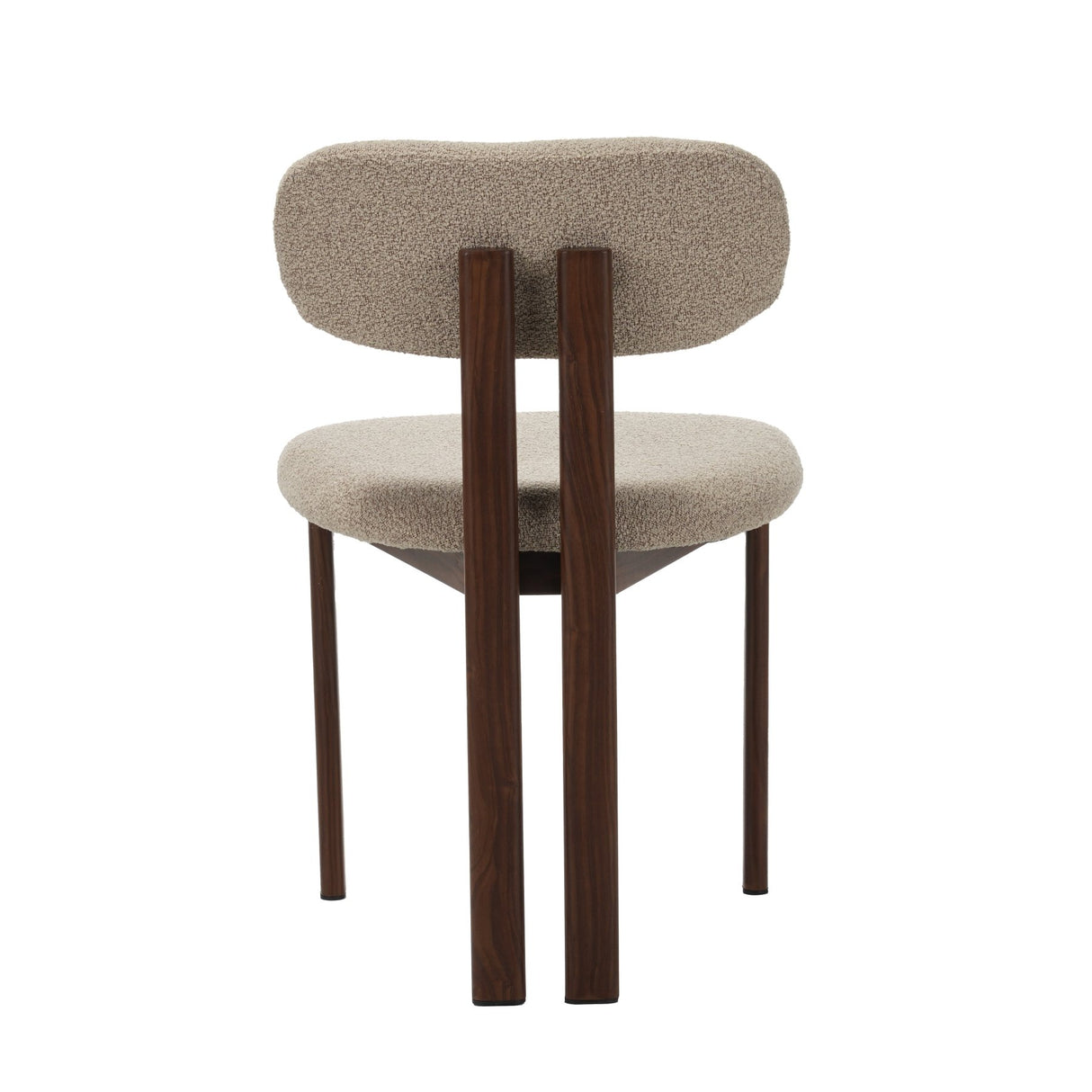 Eetkamerstoelen - Japandi Eetkamerstoel Miyo Bouclé Zandkleur - Walnootlook Frame - Dimehouse