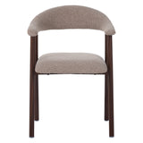 Eetkamerstoelen - Japandi Eetkamerstoel Zandkleur Bouclé Suki - Walnoot Frame - Met Armleuning - Dimehouse
