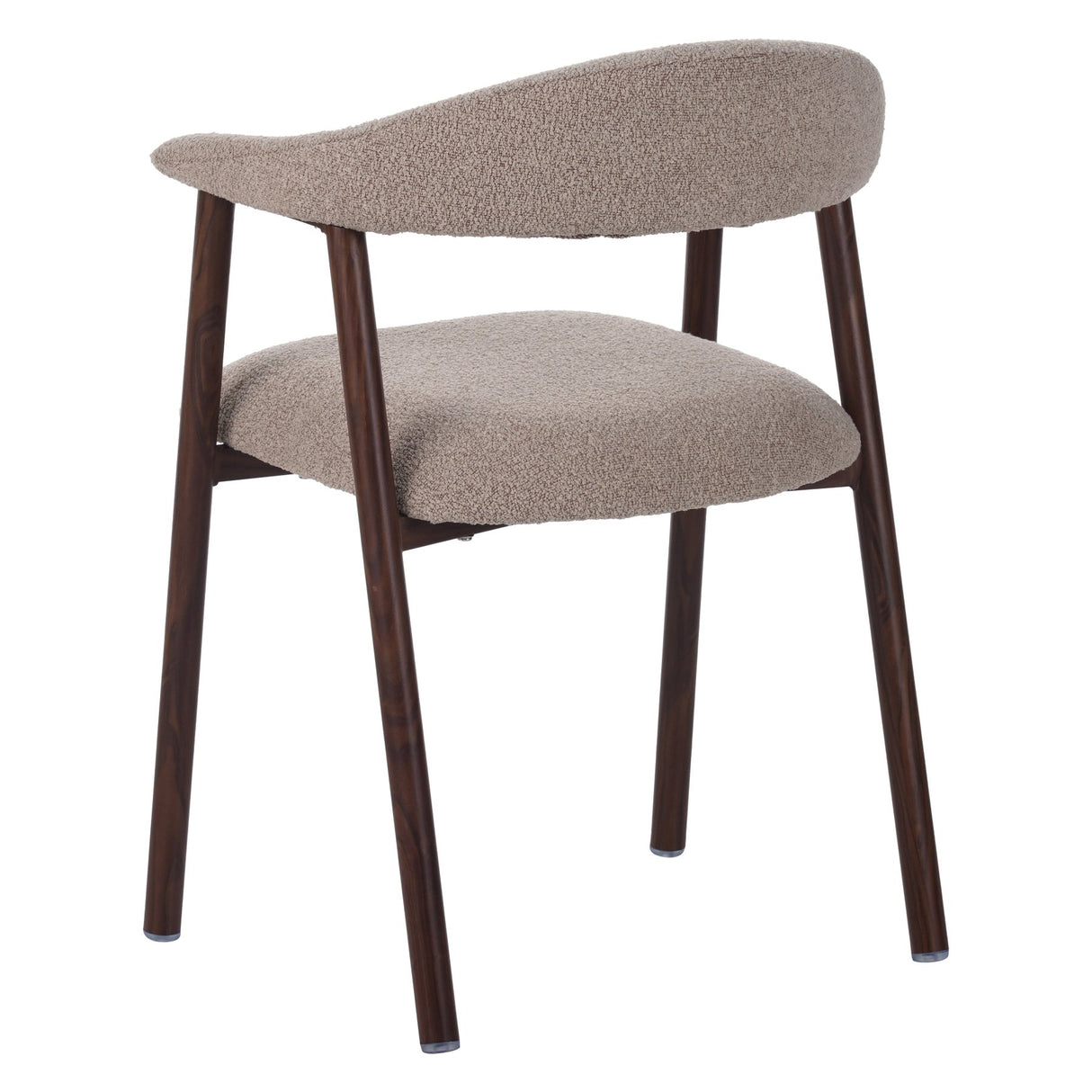 Eetkamerstoelen - Japandi Eetkamerstoel Zandkleur Bouclé Suki - Walnoot Frame - Met Armleuning - Dimehouse
