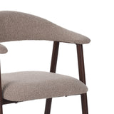 Eetkamerstoelen - Japandi Eetkamerstoel Zandkleur Bouclé Suki - Walnoot Frame - Met Armleuning - Dimehouse