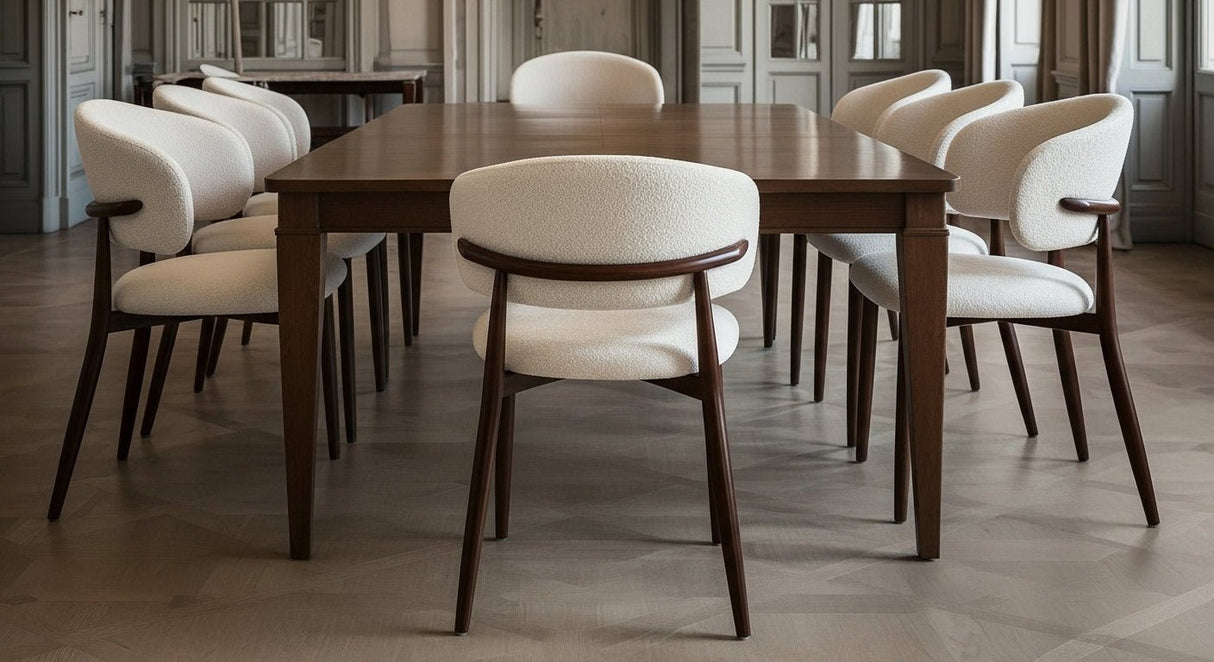 Eetkamerstoelen - Japandi Eetkamerstoel Yuka Zand - Eikenlook Frame - Dimehouse