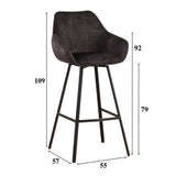 Barhocker Elise Samt Dimehouse Anthrazit LxBxH 95x59x57 Samt Weiße Fotogrößenangabe